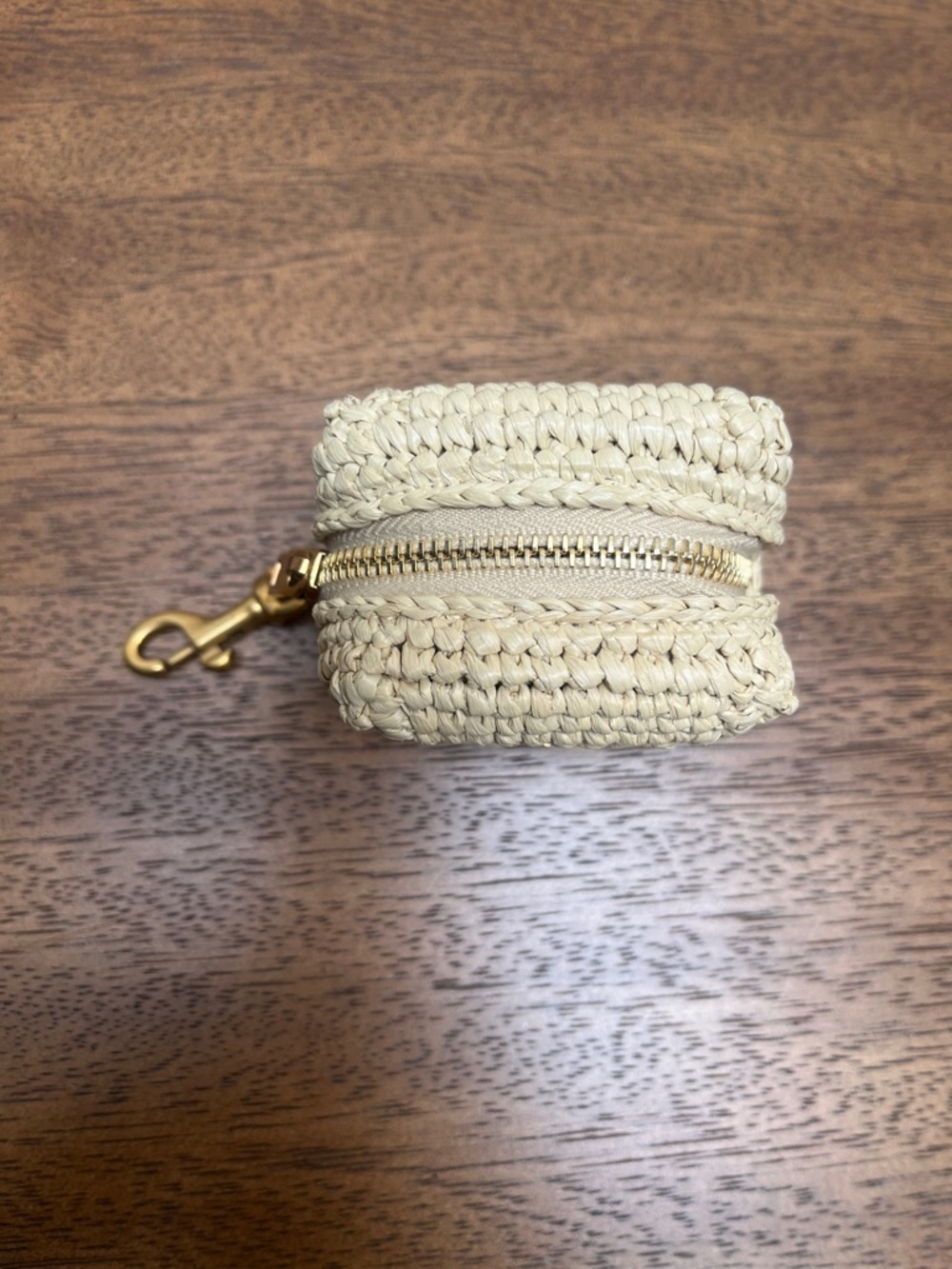 YSL Raffia Keychain Cube Charm in Natural Beige with Gold Hardware - Picture 2 of 10